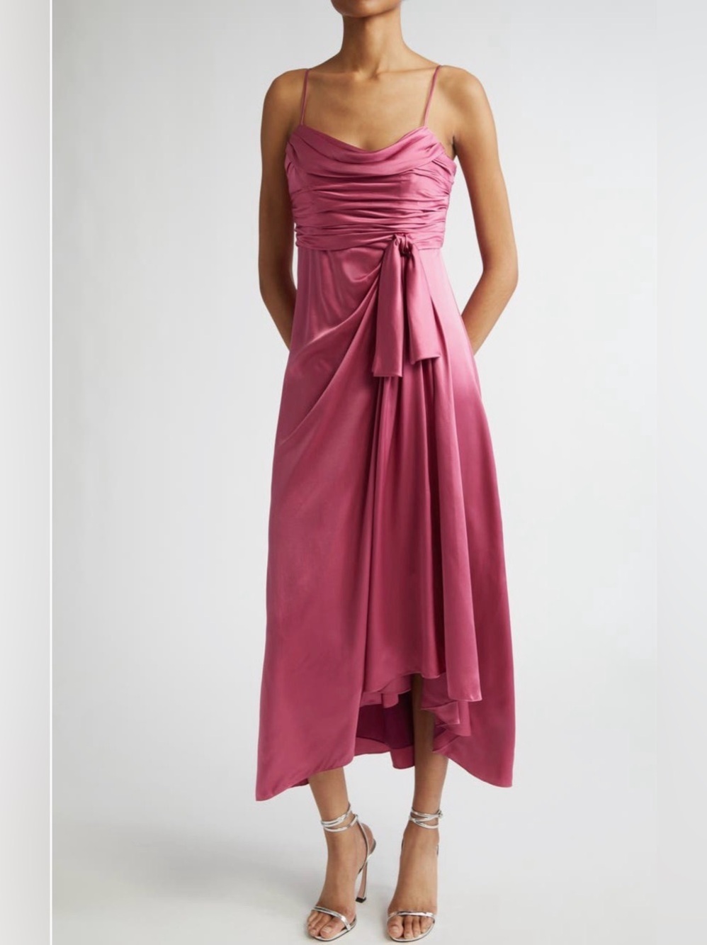 NWT Cinq à Sept Shallot Ruched Satin Gown Dress Size 0 and 4
